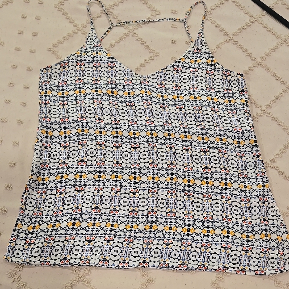 Blue and White Fitted Camisole Top